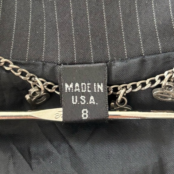 Bebe Vintage Blazer Black Pinstripe size 8 Cropped - Picture 8 of 15